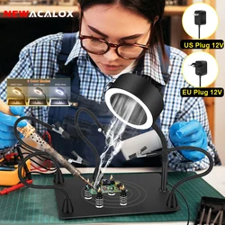NEWACALOX Soldering Smoke Exhaust Fan Rework Welding Repair Workbench Heat Gun Holder Soldering Third Hand Helping Hands Tool