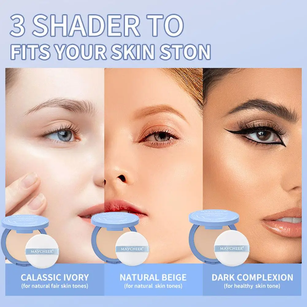 3 Colors Make Up Face Powder Brighten Oil-control Nude Makeup Pressed Powder Foundation Makeup Base Cosmetics