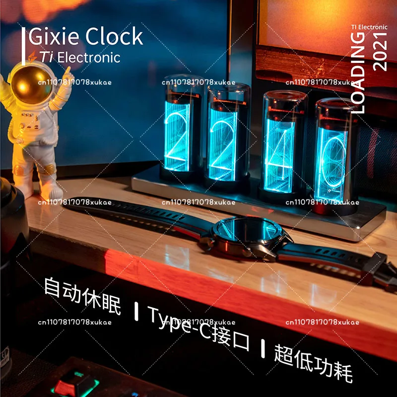 Glow tube clock RGB creative desktop decoration gift Glow clock B station fan count alarm clock Gixi