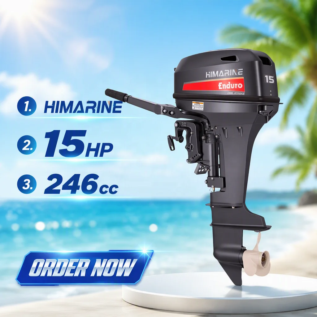 HIMARINE 15HP Short Shaft Outboard Engine Comparable Spec To  15HP 6B4 Boat Motor For Fishing & Inflatable Boats