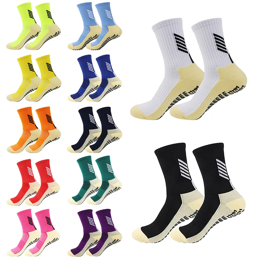 

2 pairs Men's and women's mid tube sports football socks professional competition towel bottom adhesive anti slip sports socks