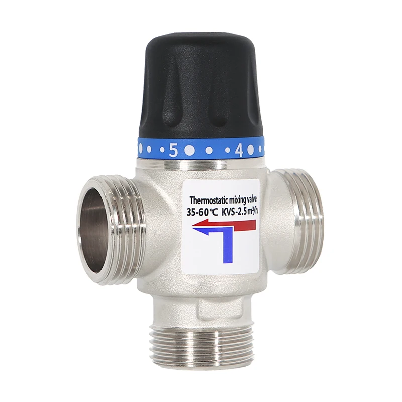Price, Hydraulic Brass Nickel Plated Thermostatic Mixing Valve OEM 3/4 Inch Connector Size 35-60 ℃ Working Temperature, Constant