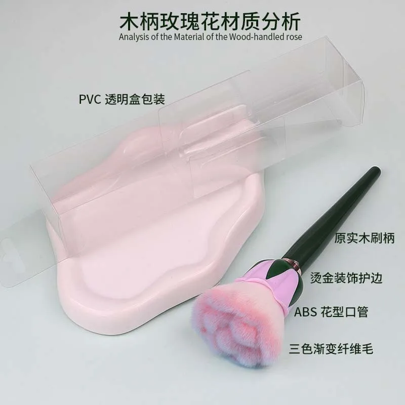 Pennelli per trucco fiore rosa Pennelli per trucco super grandi per cipria Pennello per polvere cosmetico per unghie Pennello per cipria in polvere Pennello per trucco manicure