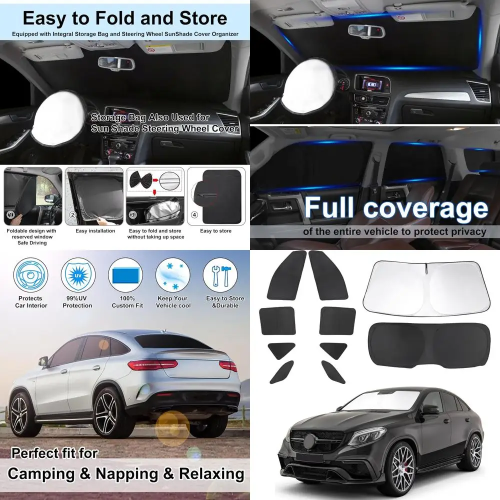 

Custom Fit Windshield Sun Shade for 2012-2019 Mercedes-Benz GLE-Class, Foldable Shade Cover, Full Set Privacy Protection, Keeps