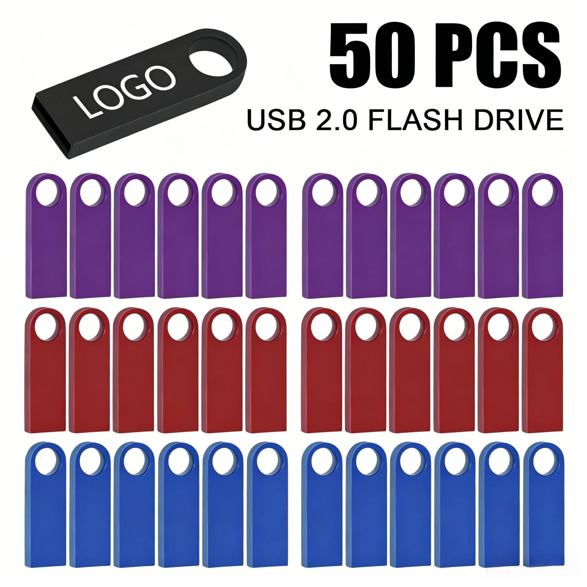 50pcs/lot USB 2.0 Metal Thumb Drive Mini Portable Memory Stick 8GB 16GB 32GB 64GB 128GB Pendrive Business Gift Free Custom Logo