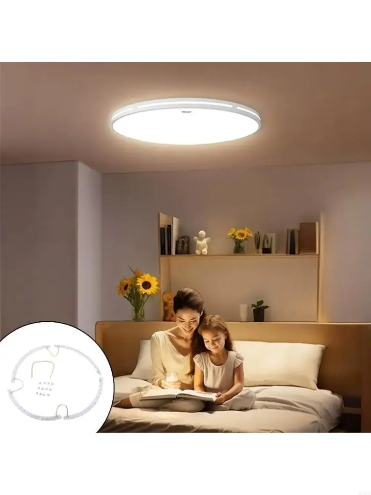 Dimmable Ceiling Light with Built in Fan 3 Adjustable White Tones Enhanced Lens Brightness LED Lighting Plastic Texture 