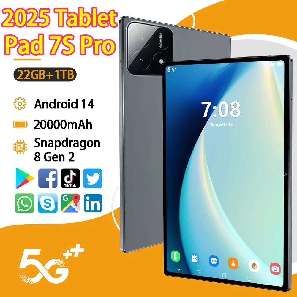 yZ[z2025NV^IWiAndroid 14 Pad 7S Pro 22TB+2TB O[o Snapdragon 8 Gen 2 5G WiFi 20000mAh fASIM GPS HD 4K ^ubgPC