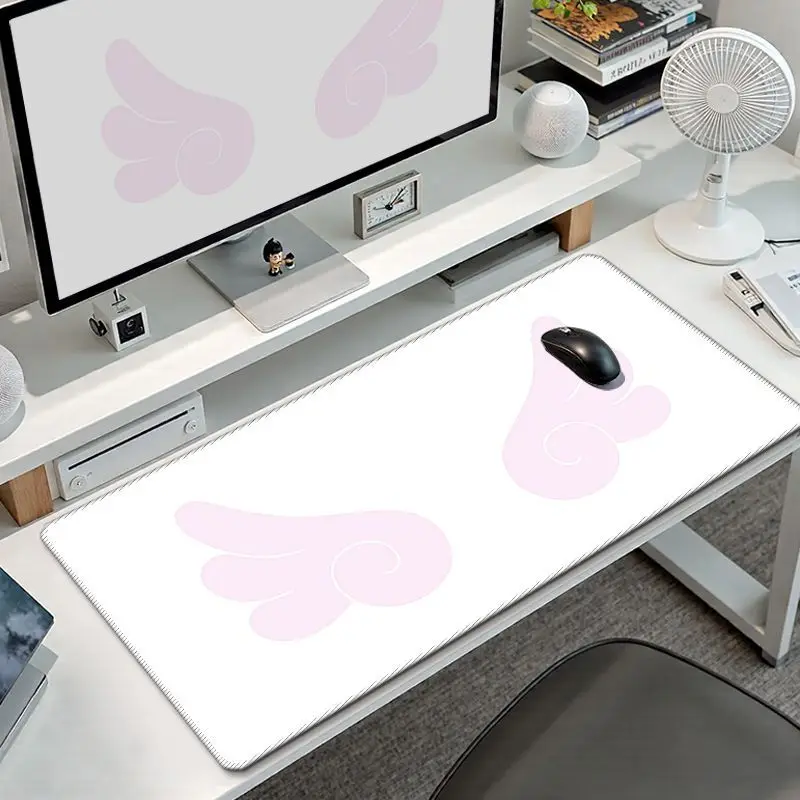 Leather Desk Pad Protector Solid Color Pink Angel Wings Y2K Mouse Pad Office Desk Mat Waterproof Non-Slip PU Desk Blotter Pad
