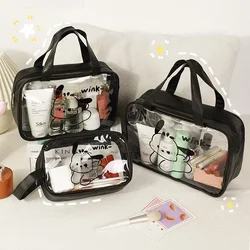 Sanrio Pochacco Kawaii Cosmetic Bag For Women PVC Waterproof Transparent Wash Bath Travel Makeup Bag Storage Bag Cute Handbag