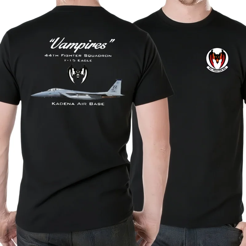 USAF 44th Vampires Fighter Squadron F-15 Fighter T-Shirt 100% Cotton O-Neck Summer Short Sleeve Casual Mens T-shirt Size S-3XL