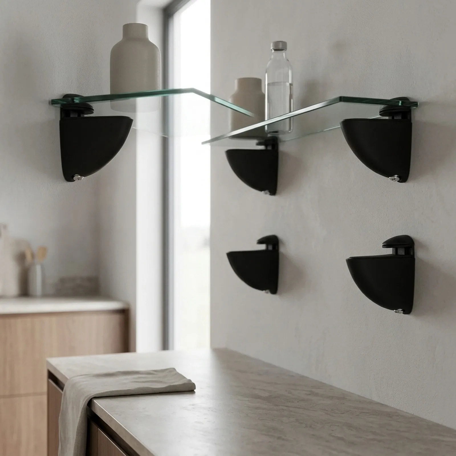 Zinc Alloy Glass Shelf Supports Adjustable Brackets for 2 21mm Thick Glass or Wood for Stylish Storage Solutions