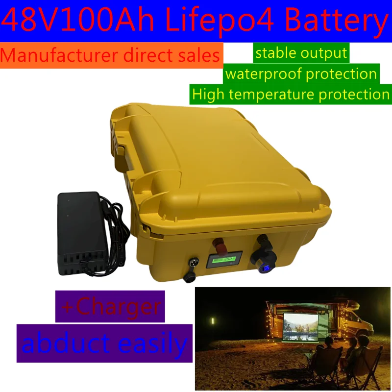 

lifepo4 battery 48v 100AH with BMS for tricycle golf cart inverter Solar energy storage scooter + 10A charger