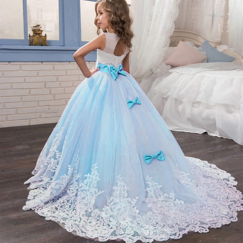 2024 Summer Girls Dress Long Bridesmaid Kids Dresses For Girls Children Princess Dress Party Wedding Dress 3 10 14 Years Vestido