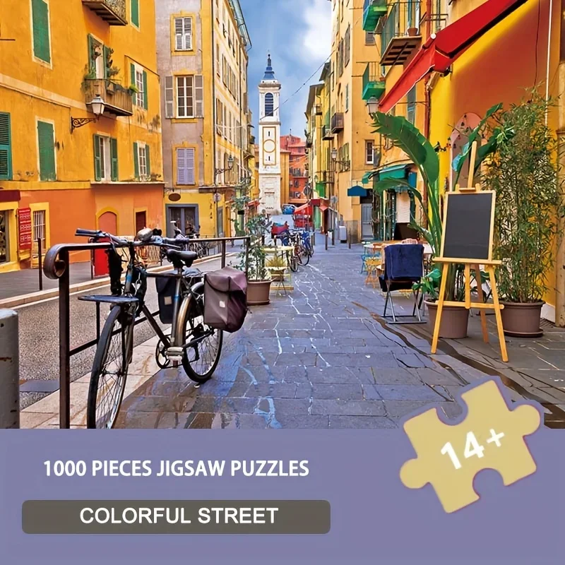 

1000 шт. красочные уличные головоломки 26,75 x 19,25 дюймов, городской арт, городской пейзаж, головоломка середины века, современный декор, подарок для любителей путешествий