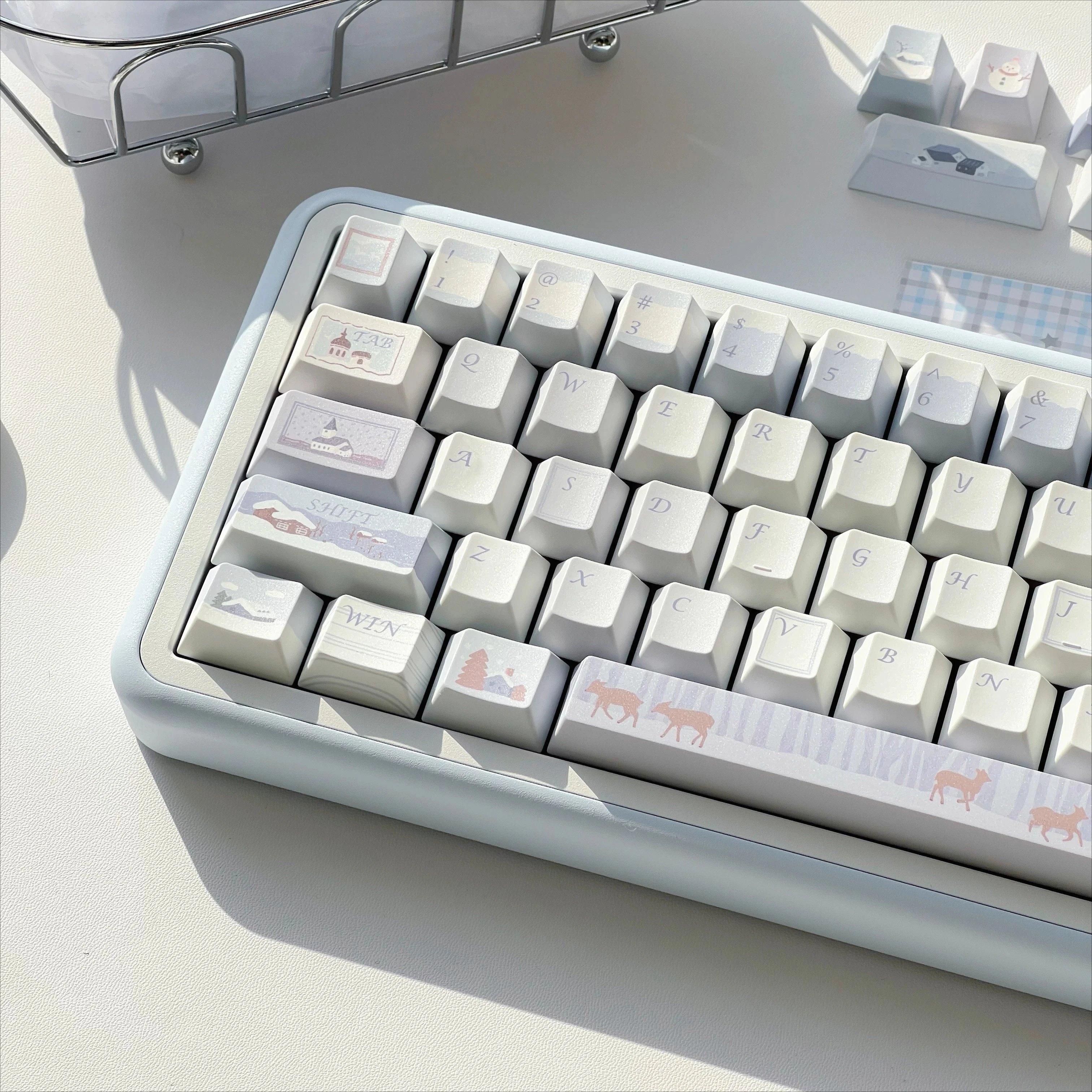 

Набор колпачков для клавиш Snow Plain Winter Theme PBT Cherry Profile, оригинальные колпачки для клавиш ручной работы на заказ, аксессуары для механической клавиатуры