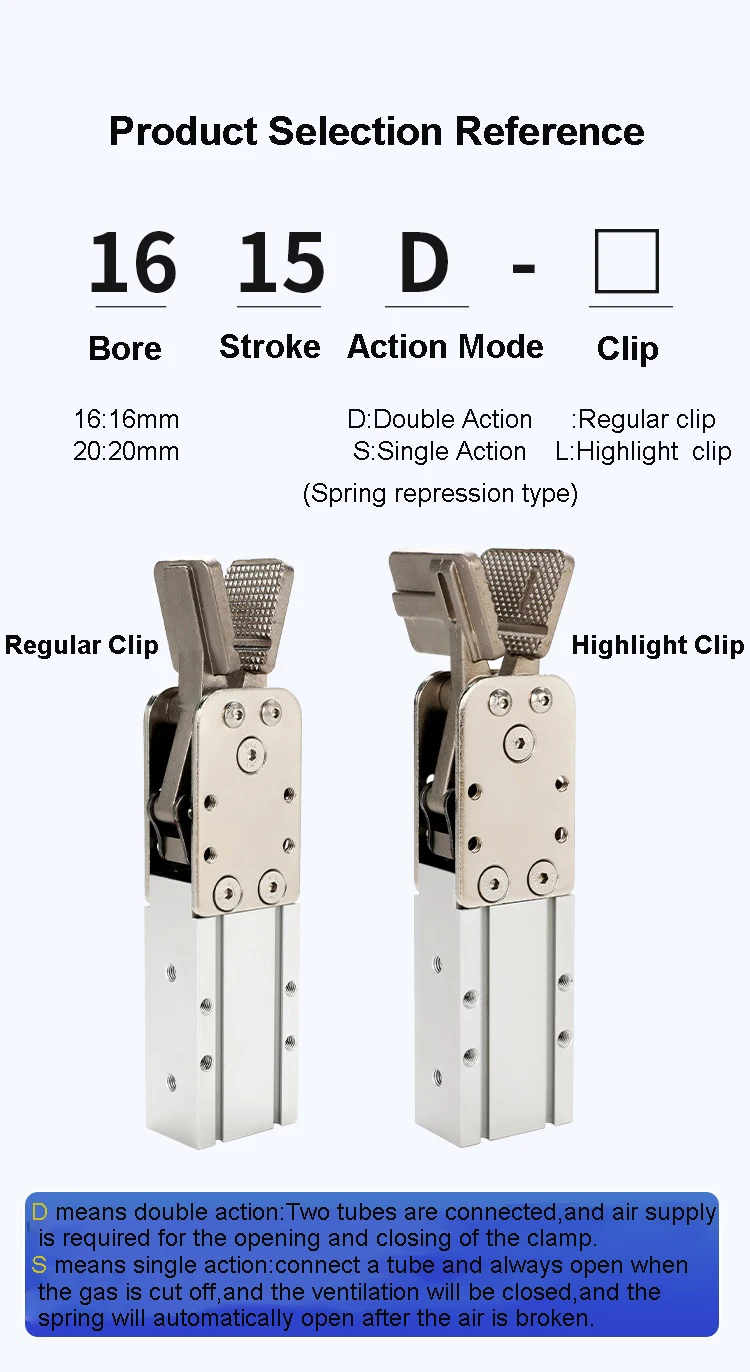Pneumatischer Greifer für Robotermaschinen, einfachwirkender und doppeltwirkender Manipulator-Endgreifer 2015D 1615D(1615D-L) – Detail 2