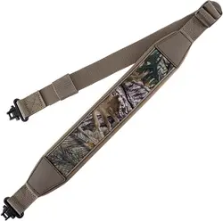 Two Point Rifle Gun Sling With Swivels Durable Shoulder Padded Strap Length Adjuster Khaki Camo Style Tactical Hunting Accessory