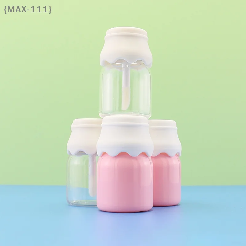 【F2-MAX111】8ml Cute Milk Bottle Lip Gloss Tube - Transparent Pink Empty Bottle Lips Glaze Sample Container Travel Makeup Packagi view 5