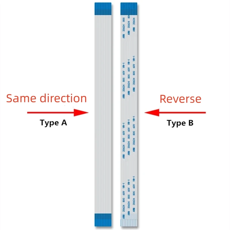 FFC/FPC Flexible Flat Cable A/B Type AWM 20624 80C 60V VW-1 500/1000/2000mm 4-60Pin Long Distance Ribbon Wire for PCB Connection