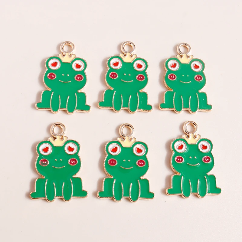 

Leslie 10pcs Cartoon Enamel Frog Charms for Jewelry Making DIY Drop Earrings Pendants Necklaces Crafts Accessories