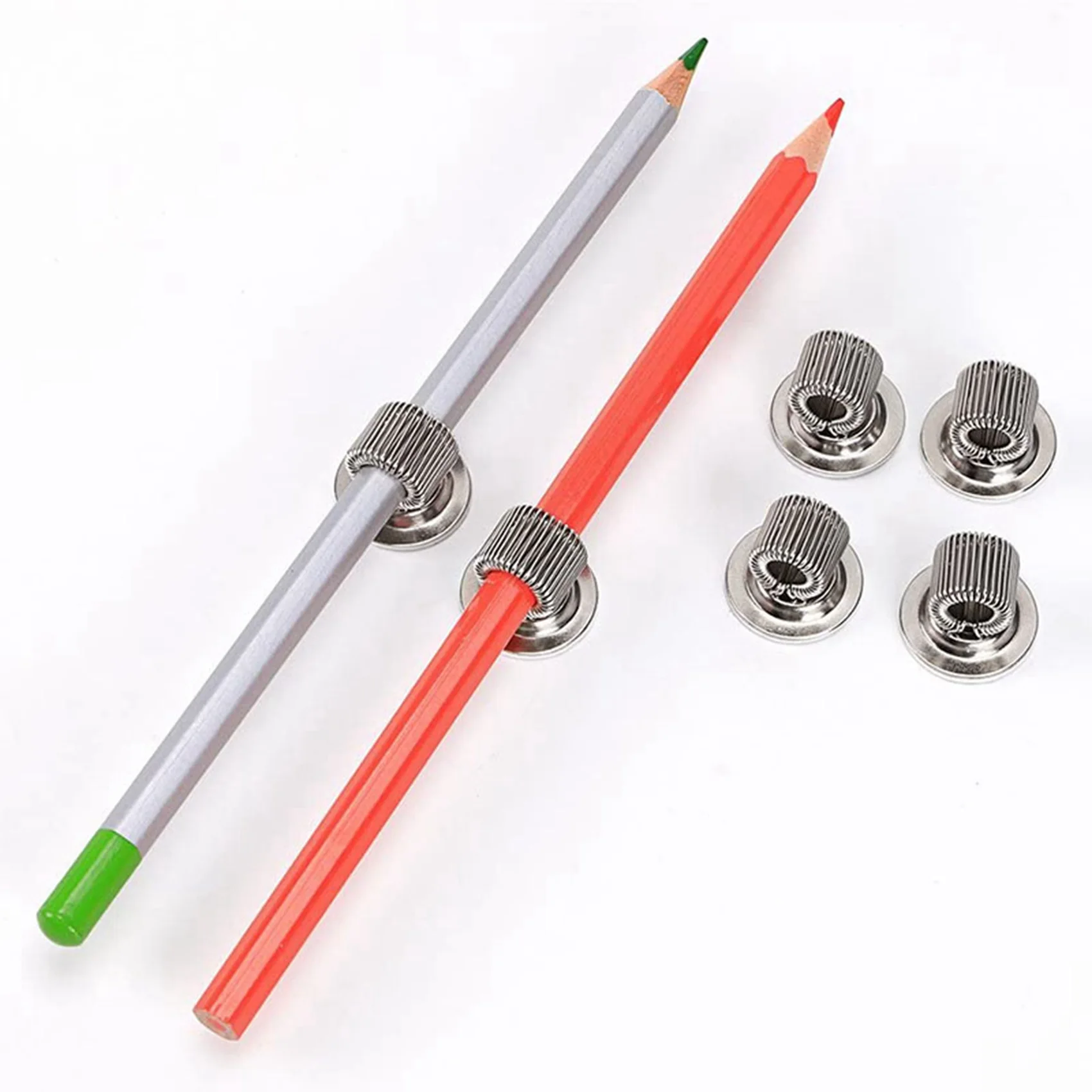 ABRI-24 PCS Stainless Steel Pen Pencil Holder Clips With Adjustable Spring Loop Self Adhesive Pen Clip Holder