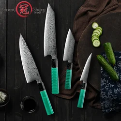 Grandsharp 1PCS or 4 PCS Kitchen Knife Professional Damascus Steel Chef Kitchen Knife Chef Kiritsuke Utility Knife Cooking Tool