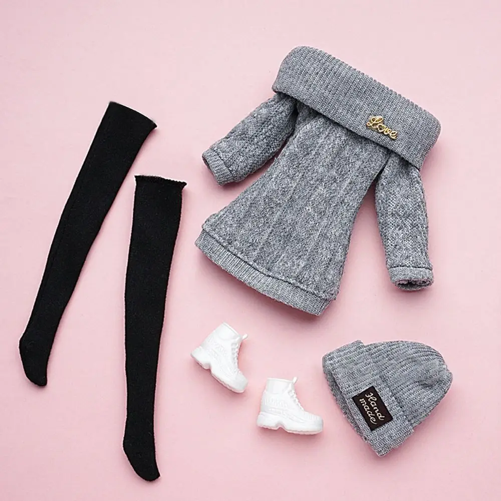 1 Set 1/6 Doll Casual Clothes Shoes Hats Winter Wear Sweaters Pants Girl Doll Wearing Set For 29~32cm Doll Clothes Accessories