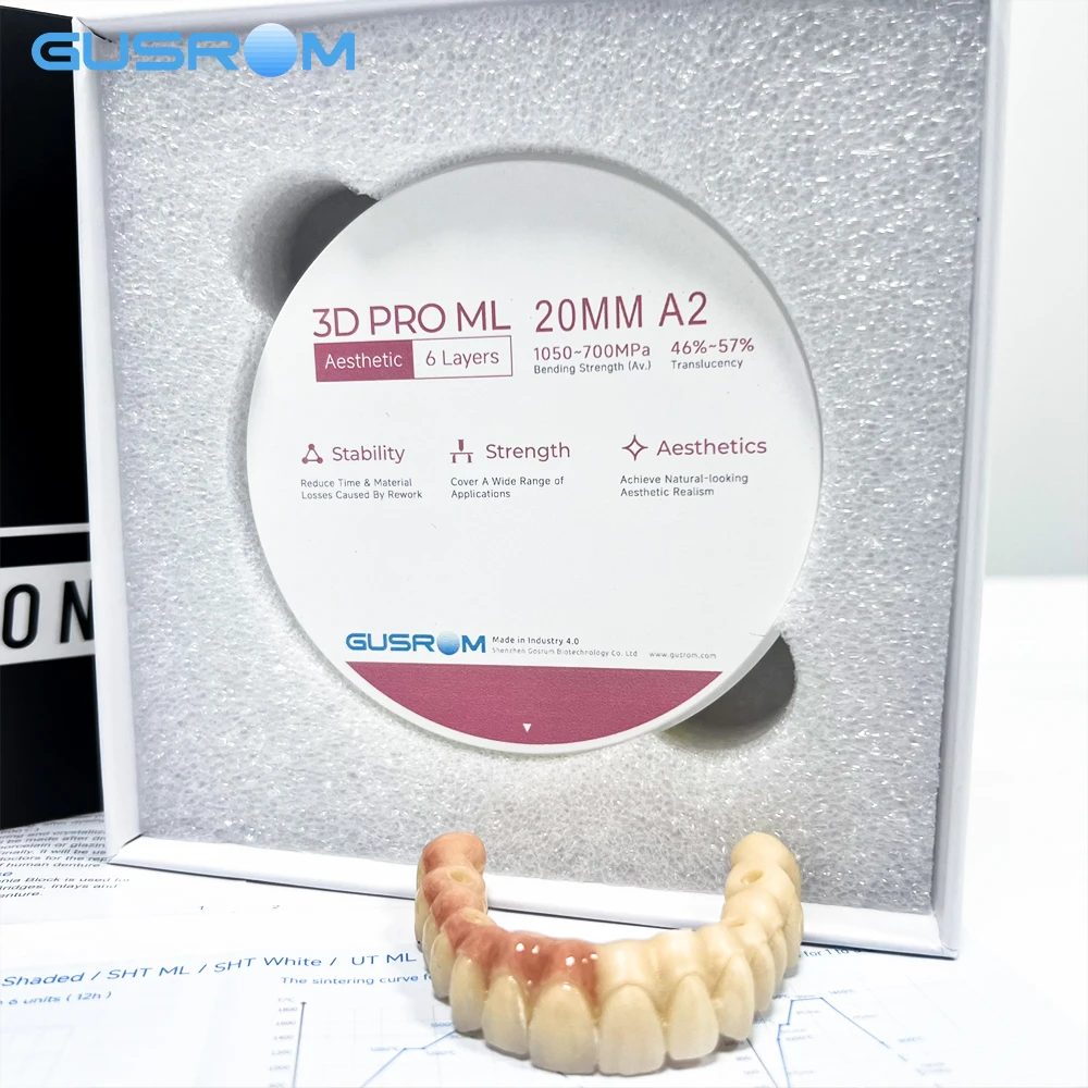 

3D PRO Многослойный циркониевый блок 98 мм, высокопрочный эстетический циркониевый диск для зубных коронок и мостов CAD/CAM