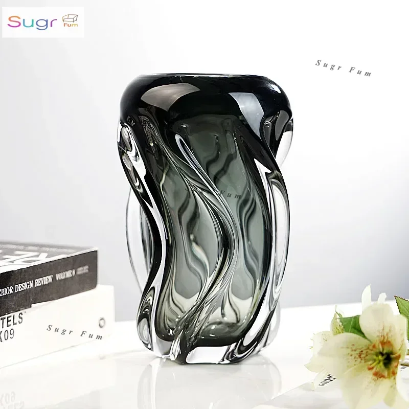 

Simple art water ripple handmade glazed vase living room model room creative flower arrangement soft decoration home ornament