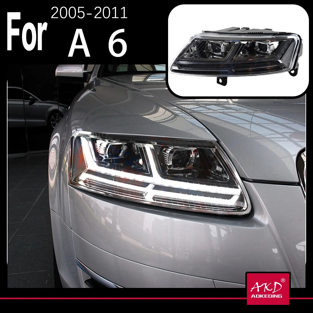 

AKD Car Model for Audi A6 C5 C6 Headlights 2005-2011 LED Dynamic Signal Animation DRL Bi Xenon Auto Accessories