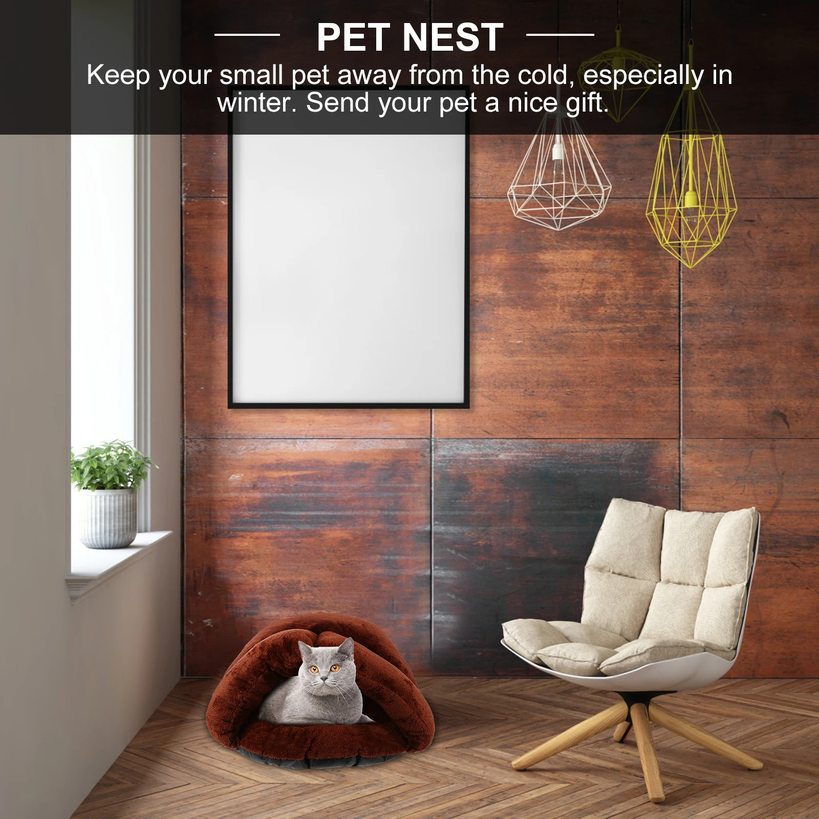 

Pet Nest Winter House Warm Cat Sleeping Cave Lovely Cozy Bed Mat Soft Pet Cushion Protective Shelter Cat Nest Dog Kennel