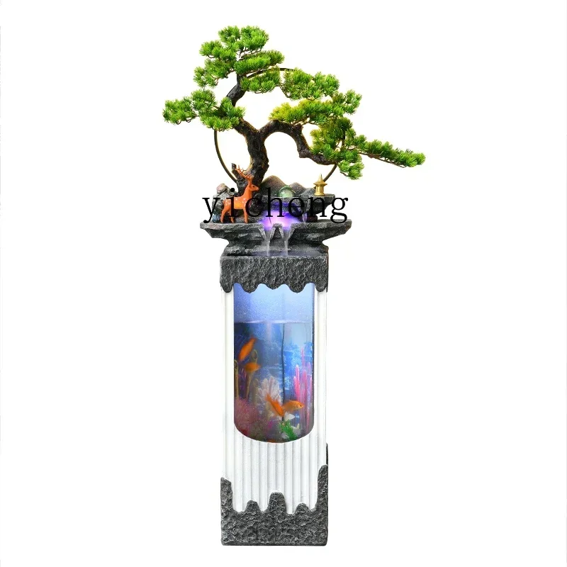 

YD landscape fish tank floor-to-ceiling flowing water ornament opening gift-giving living room home placement study tea room