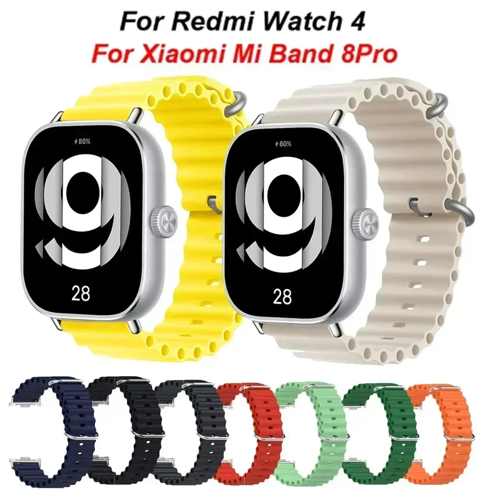 

Ocean Strap for Xiaomi Redmi Watch 4 Replacement Bracelet Metal correa iwatch Xiaomi Mi Band 8 Pro Silicone Band Accessories