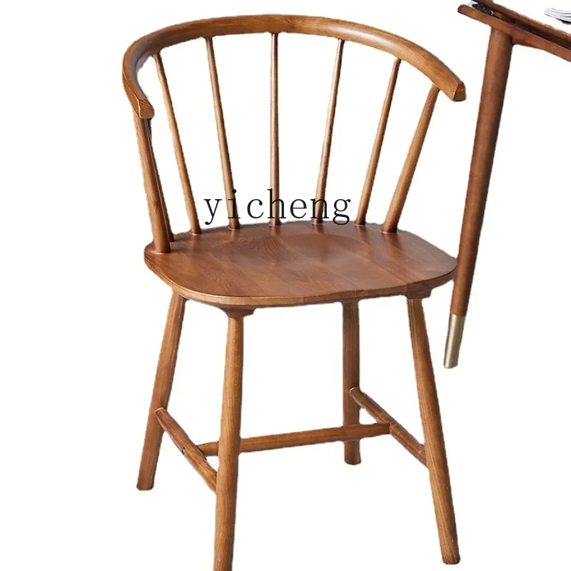 

Xl Solid Wood Dining Chair Modern Desk Chair Nordic Log Leisure Backrest Chair