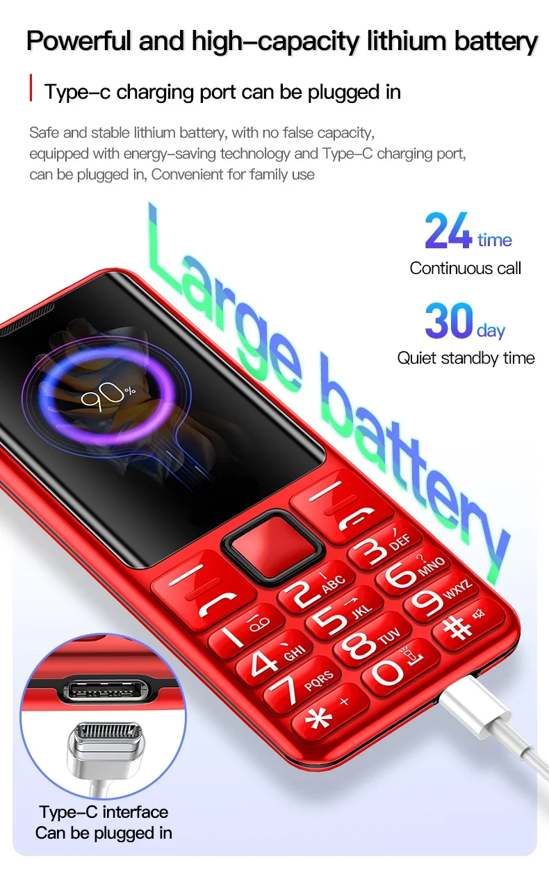 I79 (H6) 4G Elderly Mini Cellphone 2.4Inches TFT Screen 32MB RAM No Camera Torch Dual SIM English Keyboard Mobile Phone