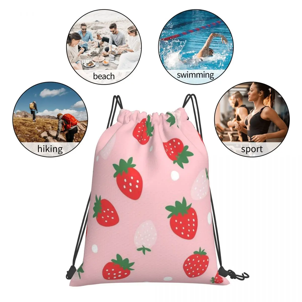 Strawberry Drawstring bag, travel cloth, waterproof cloth bag, portable dust-proof inner bag, storage bag