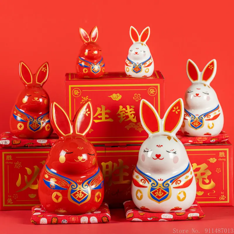 Cartoon rabbit piggy bank coin money box home decoration money box children's toys birthday gift money bank Figurines Decor