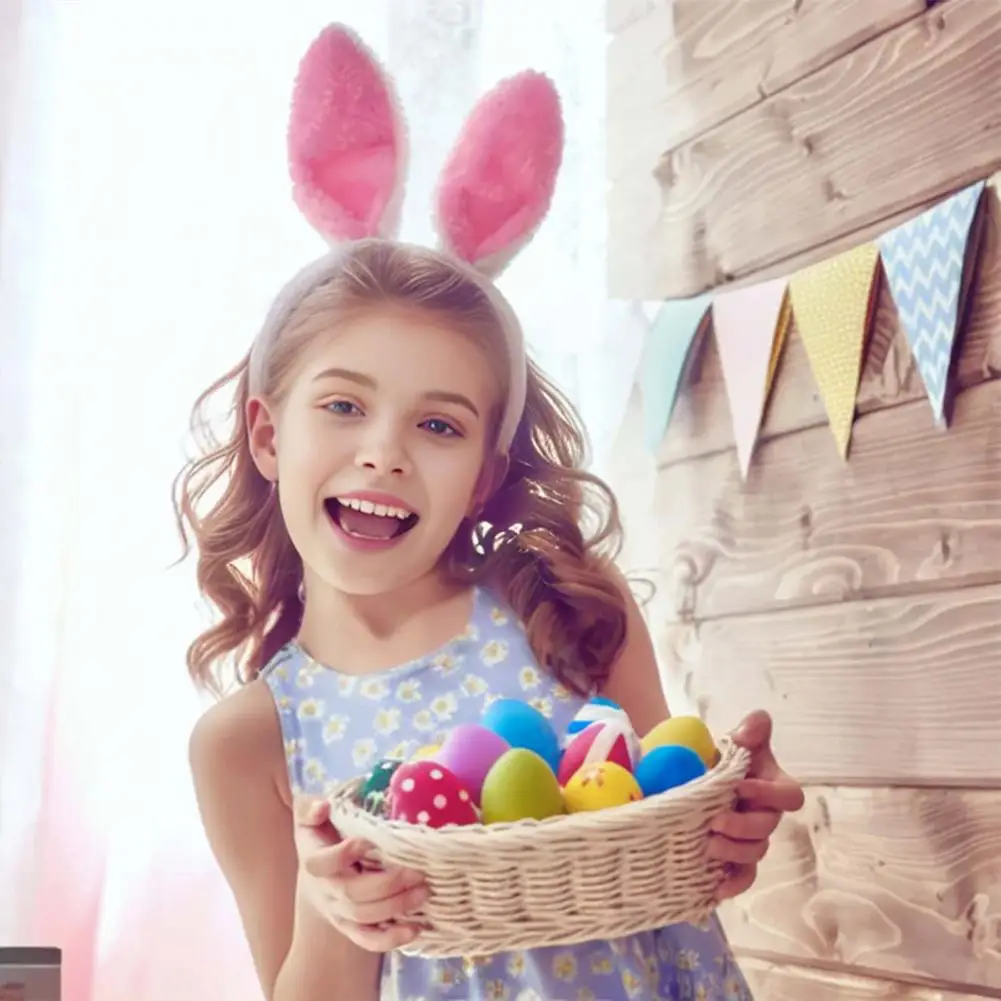 Cerchio per capelli con orecchie di coniglio decorazione per feste di pasqua fascia per capelli con coniglietto di peluche accessori per copricapo moda per ragazza 2024 forniture pasquali