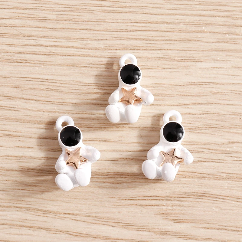 Tusember 10 Stück Legierung Spaceman Stern Astronaut Charm Anhänger für Schmuckherstellung Ohrringe Armband Halskette Zubehör DIY Handwerk – Detail 6