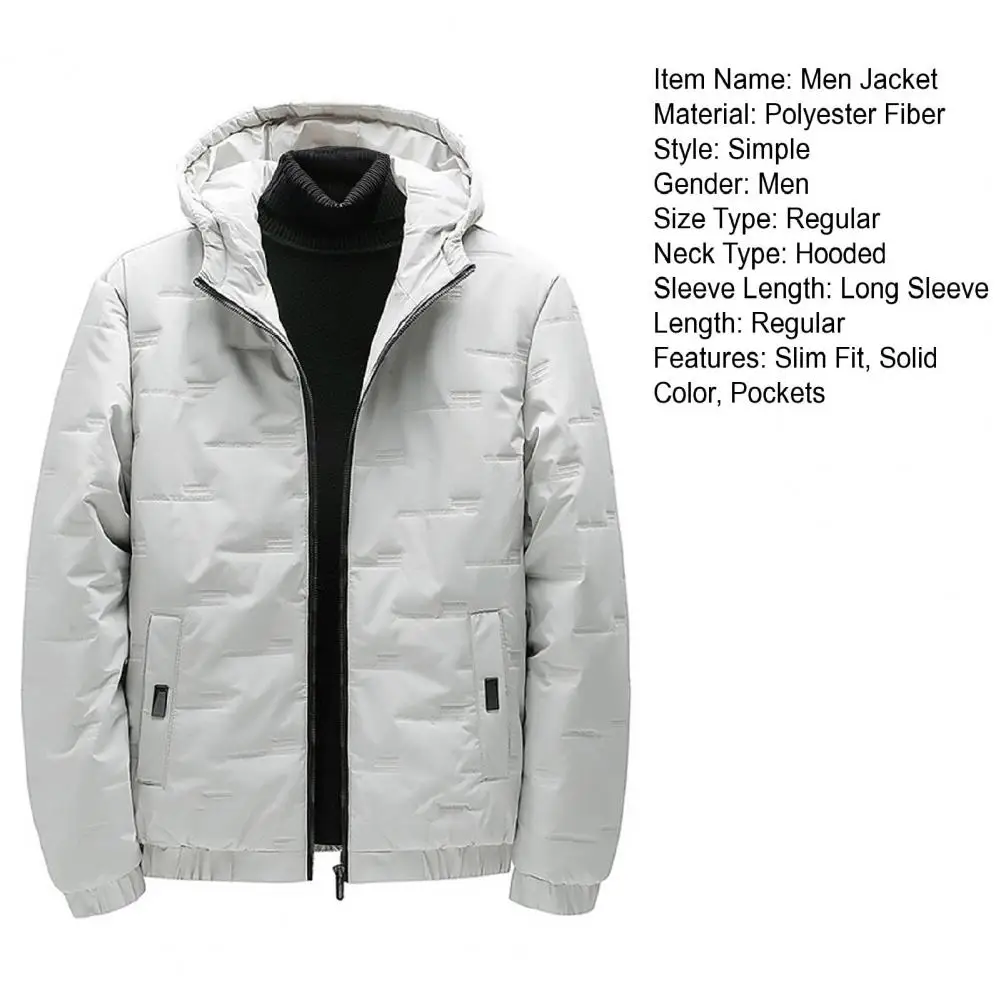 Thermal Insulated Jacket Men's Hooded Thermal Jacket Windproof Quilted Coat with Zipper Pockets Lightweight Warm for Autumn