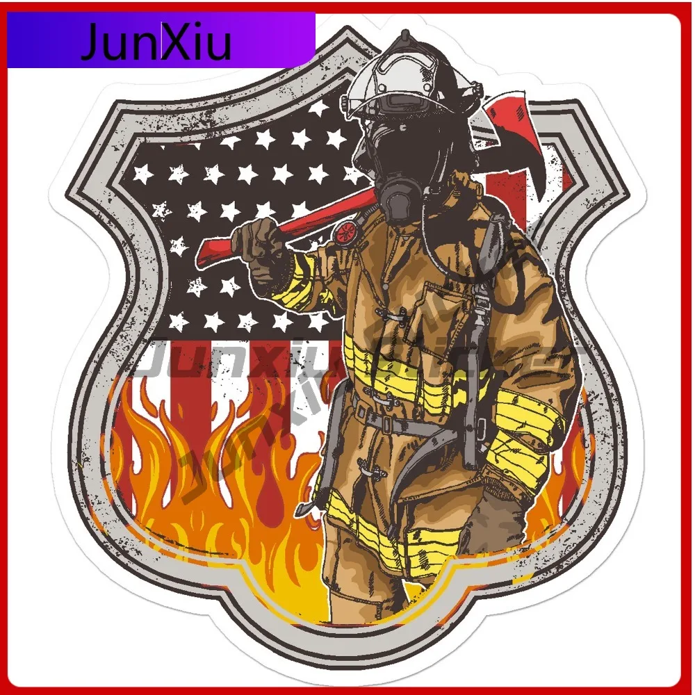 

American Firefighter Flames Trendy Limited Durable Classic Bumper Decal Waterproof Vinyl Car Laptop Window Auto Exterior