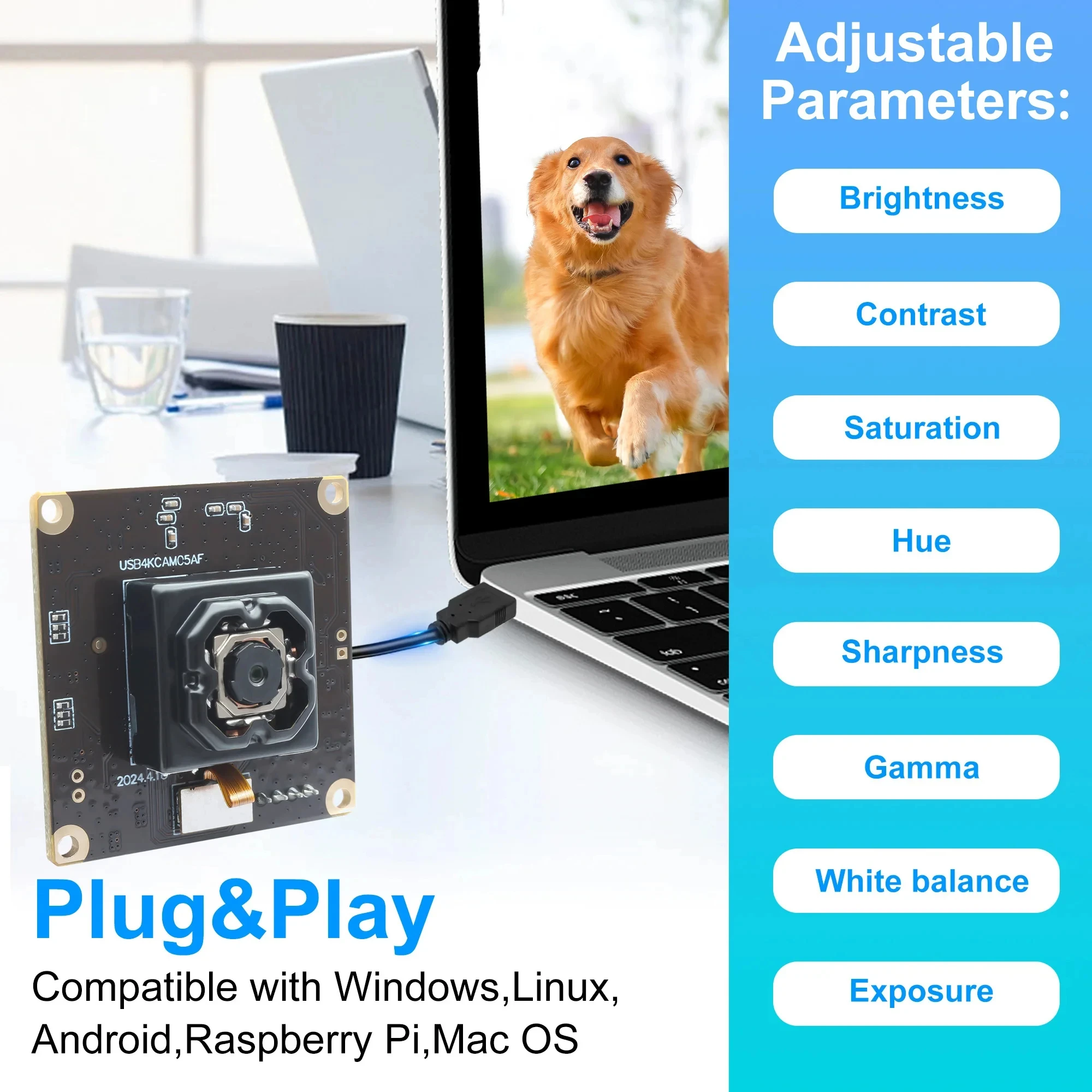 ELP Anti-shake Webcam 11MP Autofocus USB Camera Module for PC 4K 8MP IMX258 industrial HD Webcam Plug&Play with Wide Angle Lens