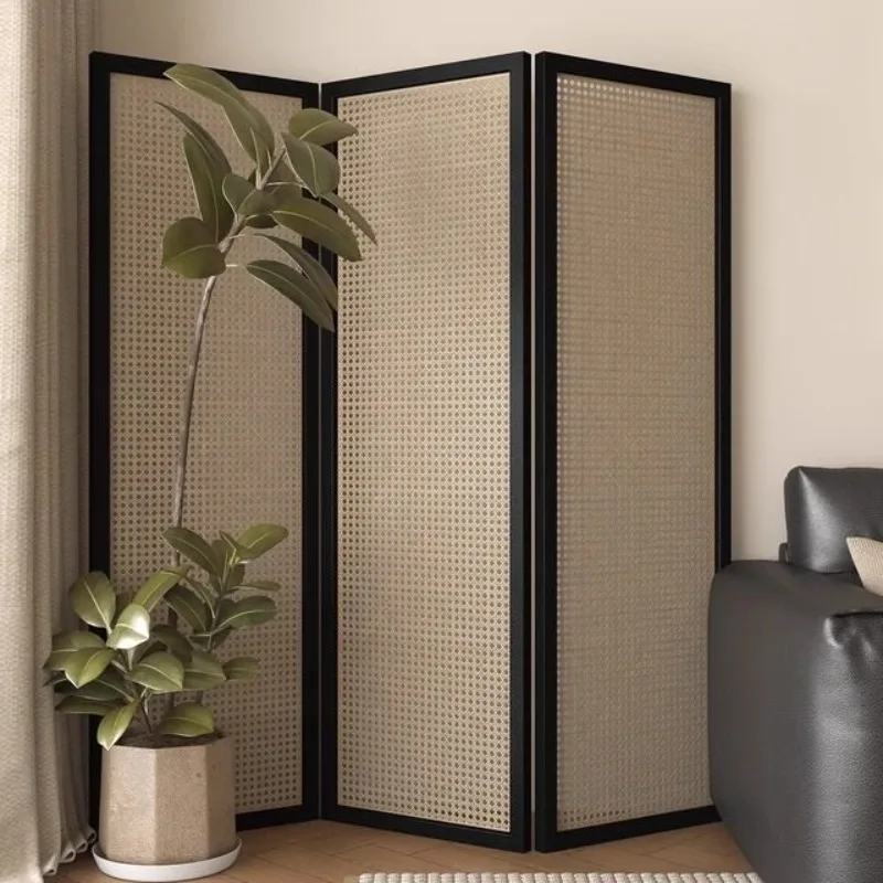 New Chinese Solid Wood Rattan Screen Partition Living Room Bedroom Home Removable Folding Custom Folding Screen 2025 New Model