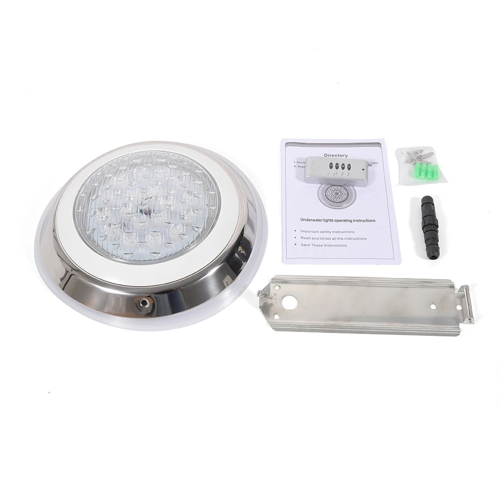 Pool Lights with 7 Colors & 12 Modes, 54W LED, Stainless Steel & PC, IP68 Waterproof, Remote Control for Safe Pool Lighting