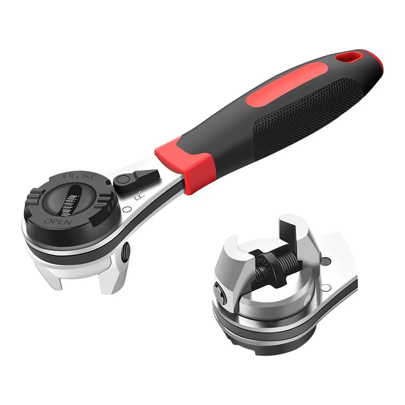 AA86 Adjustable Socket Ratcheting Wrench,For 6-22Mm Screw, With Non-Slip Handle Small Large Spanner Wrenches Hand Tool