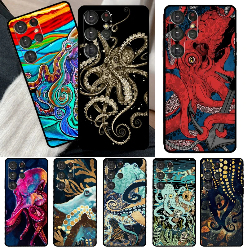 Octopus Ocean Aesthetic Case For Samsung Galaxy S23 S22 S21 Ultra Note 20 S8 S9 S10 Note 10 Plus S20 FE S21 FE Cover