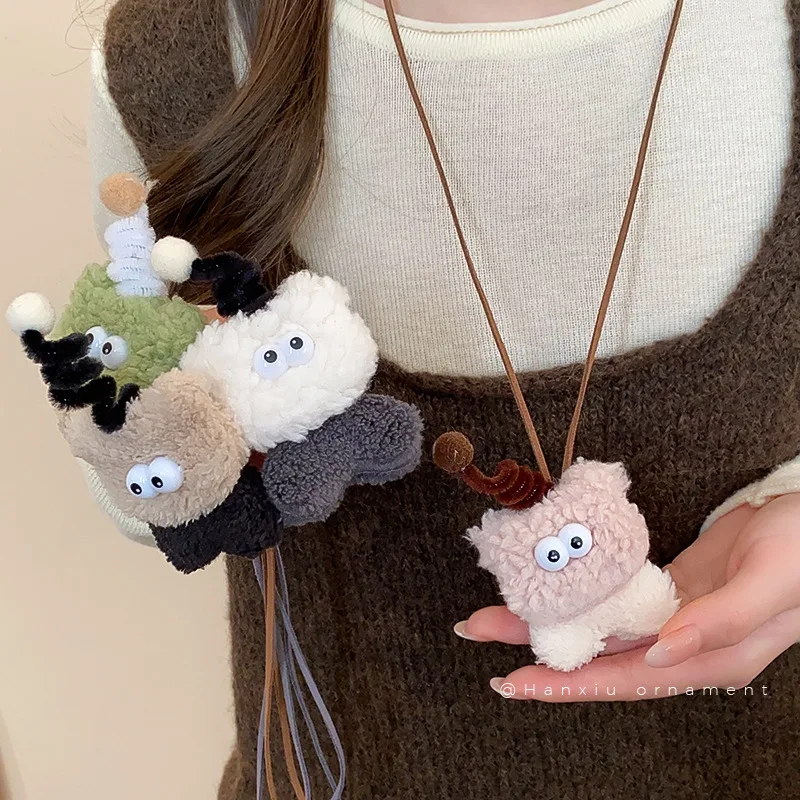 Sweet Cute Sweater Chain Accessories Fabric Necklace Cartoon Dog Bear Goose Cherry Mushroom Lanyard Cloth Hanging Ornaments