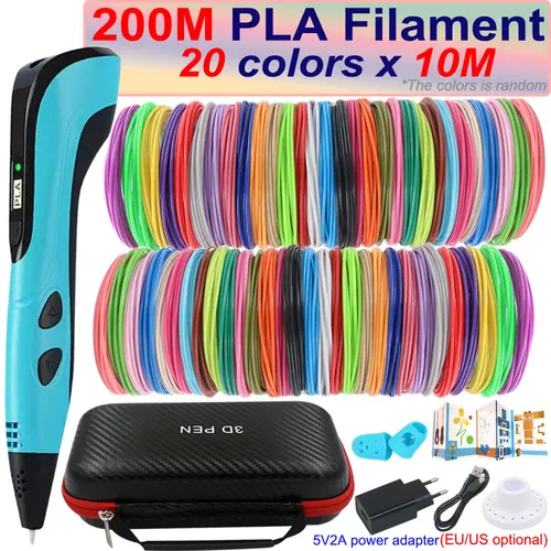 Imagen 1 del producto Nuevo bolígrafo 3D para niños, bolígrafo de impresión 3D con pantalla LCD, PLA de 200M y adaptador de corriente, Estuche De Viaje, regalo de cumpleaños y Navidad para niños