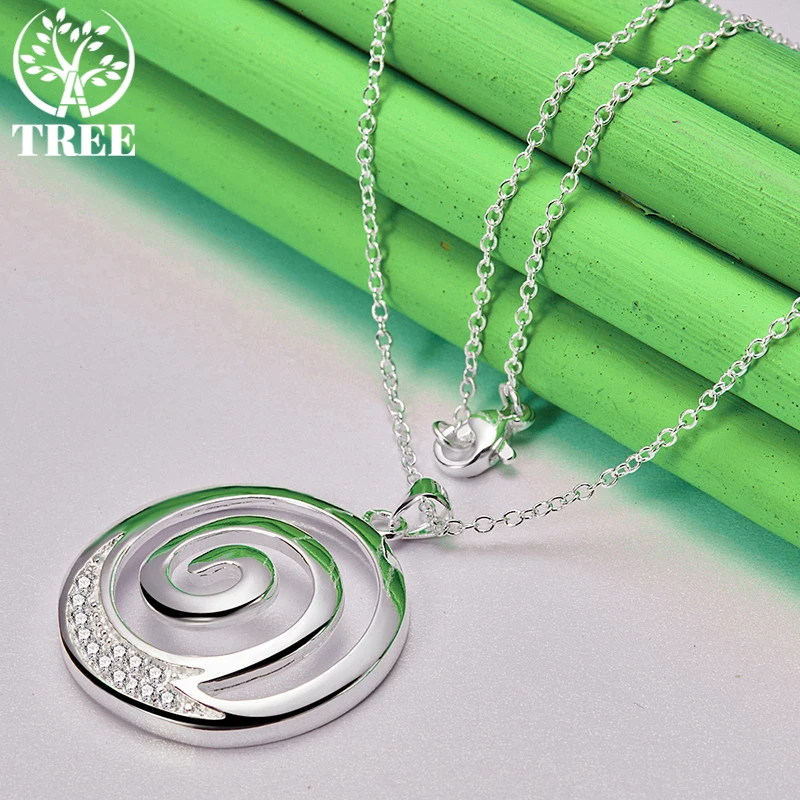 ALITREE 925 Sterling Silver Vortex Zircon Pendant Necklace For Women necklaces Fashion Party Birthday Wedding Charm Jewelry Gift