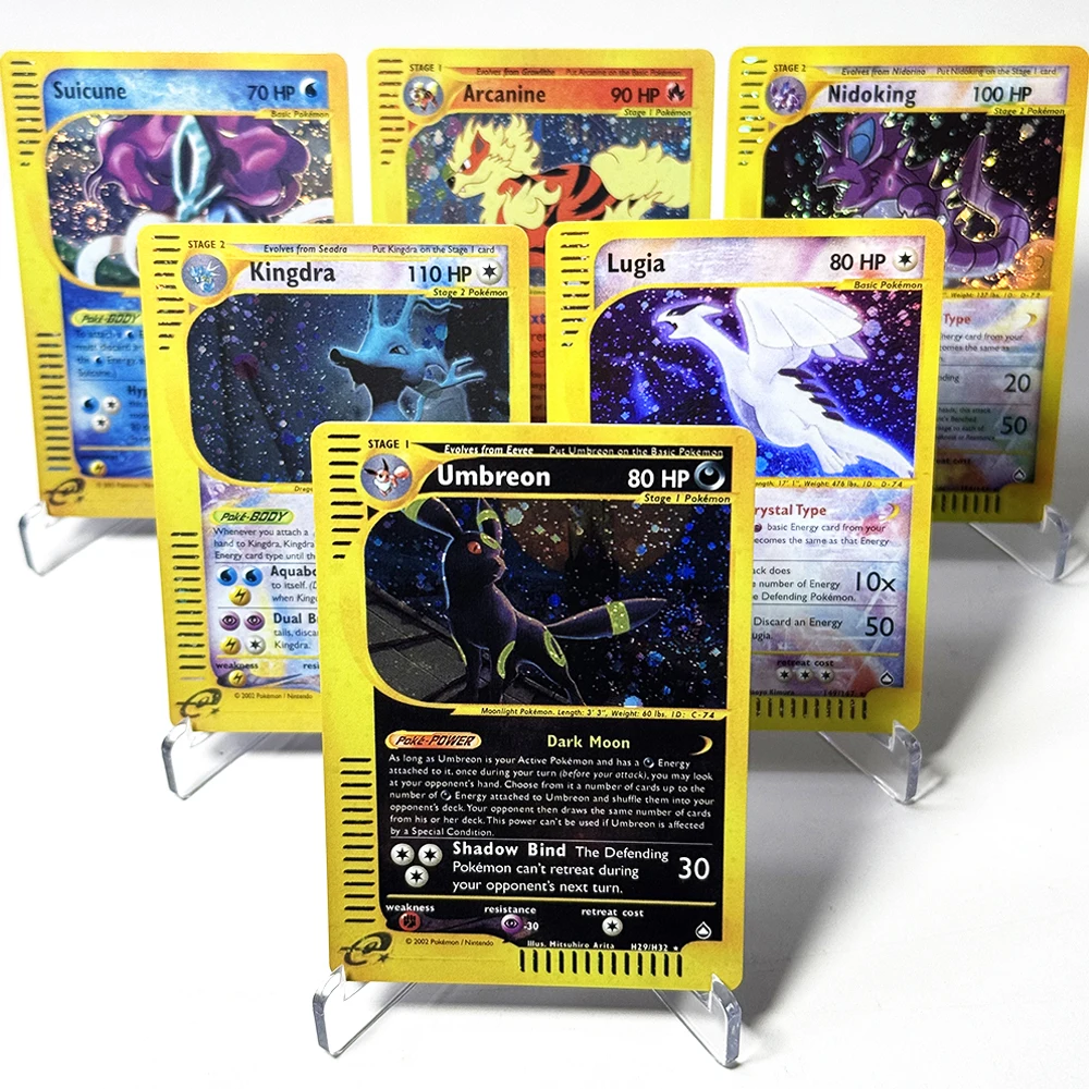 Tarjetas de Juego Proxy de la Serie PKM Aquapolis (E2) Lugia Umbreon Kingdra Nidoking Arcanine Suicune Tyranitar Entei Espeon Ampharos